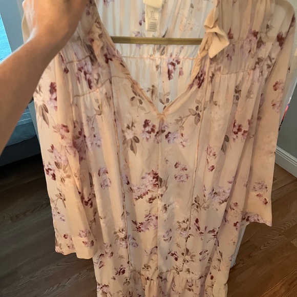 H&M Pink Floral Sheer Chiffon Hippie Boho Dress - Picture 5 of 6